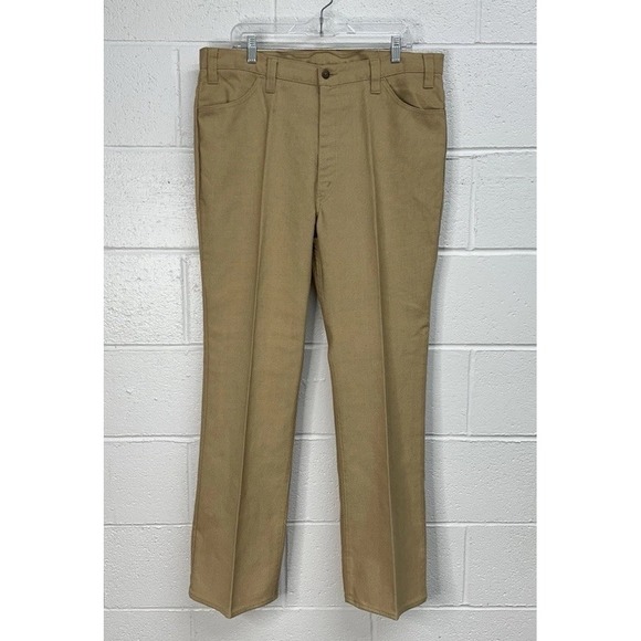 VTG Levi's Straight Fit Sta-Prest Pants Black/Gold Tab Big E Khaki / Men's 38x32